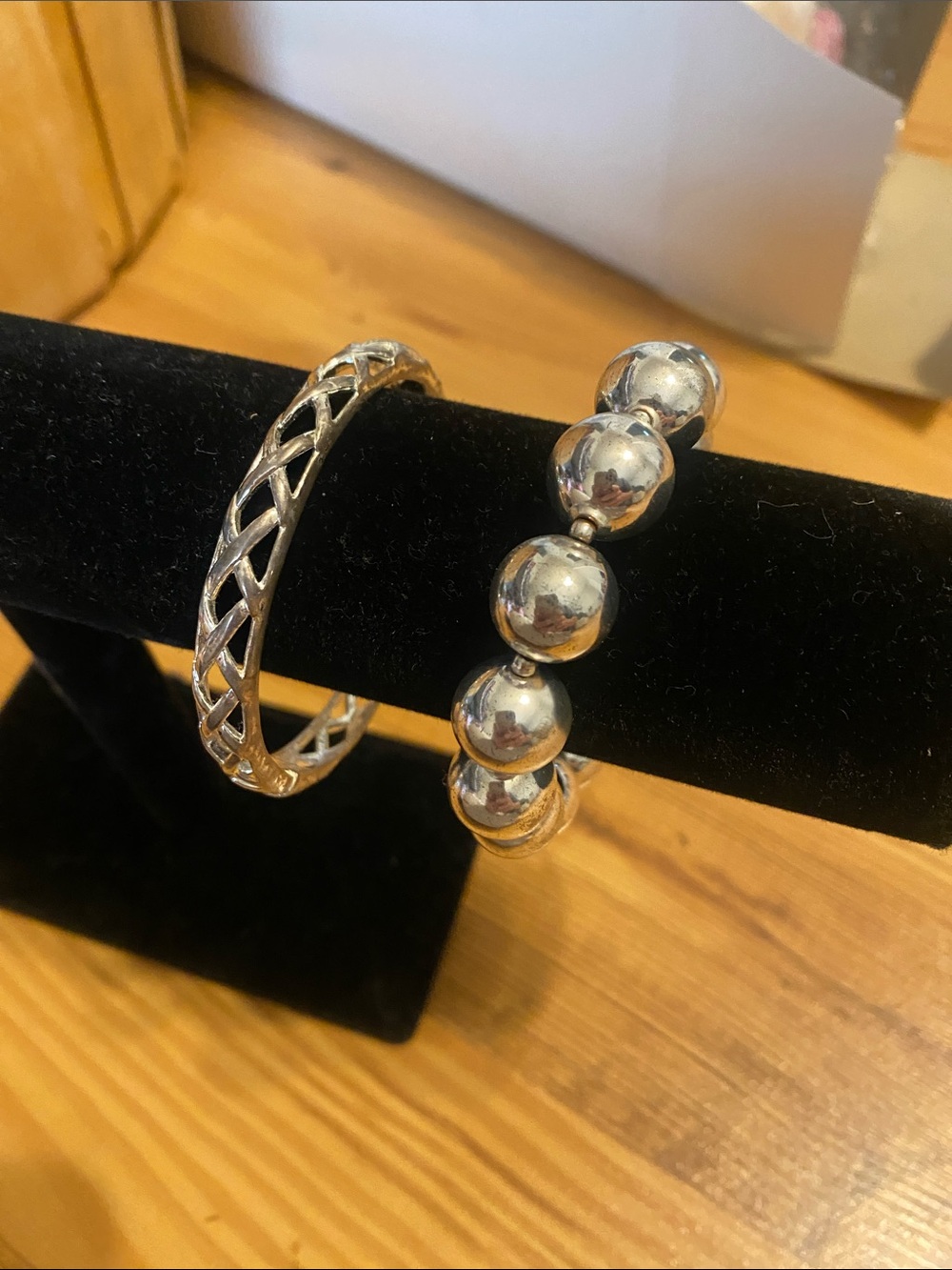 Silver-Tone Bead and Braided Bangle Set - Women Jewelry